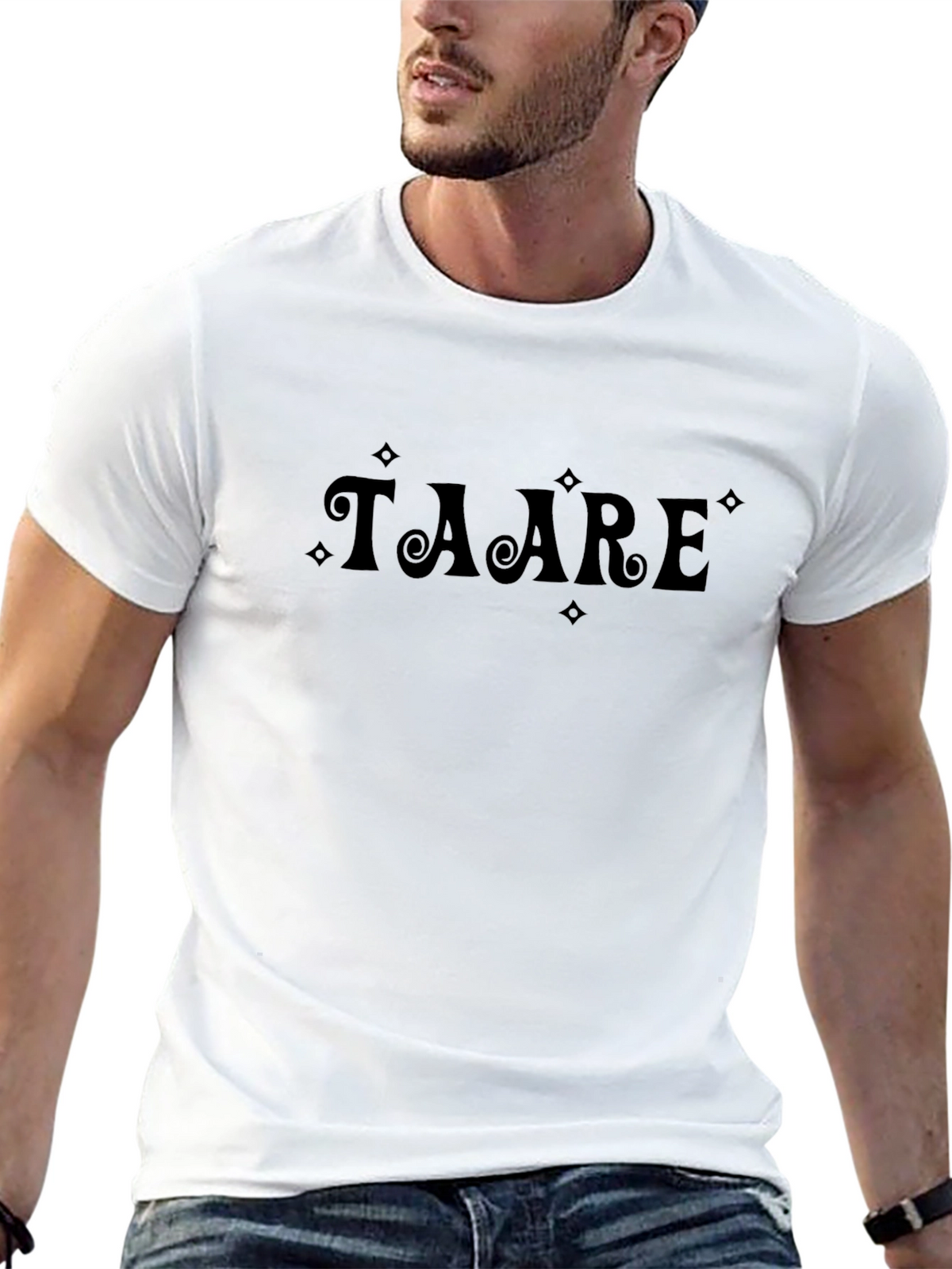 Taare Black Cotton Graphic Tee