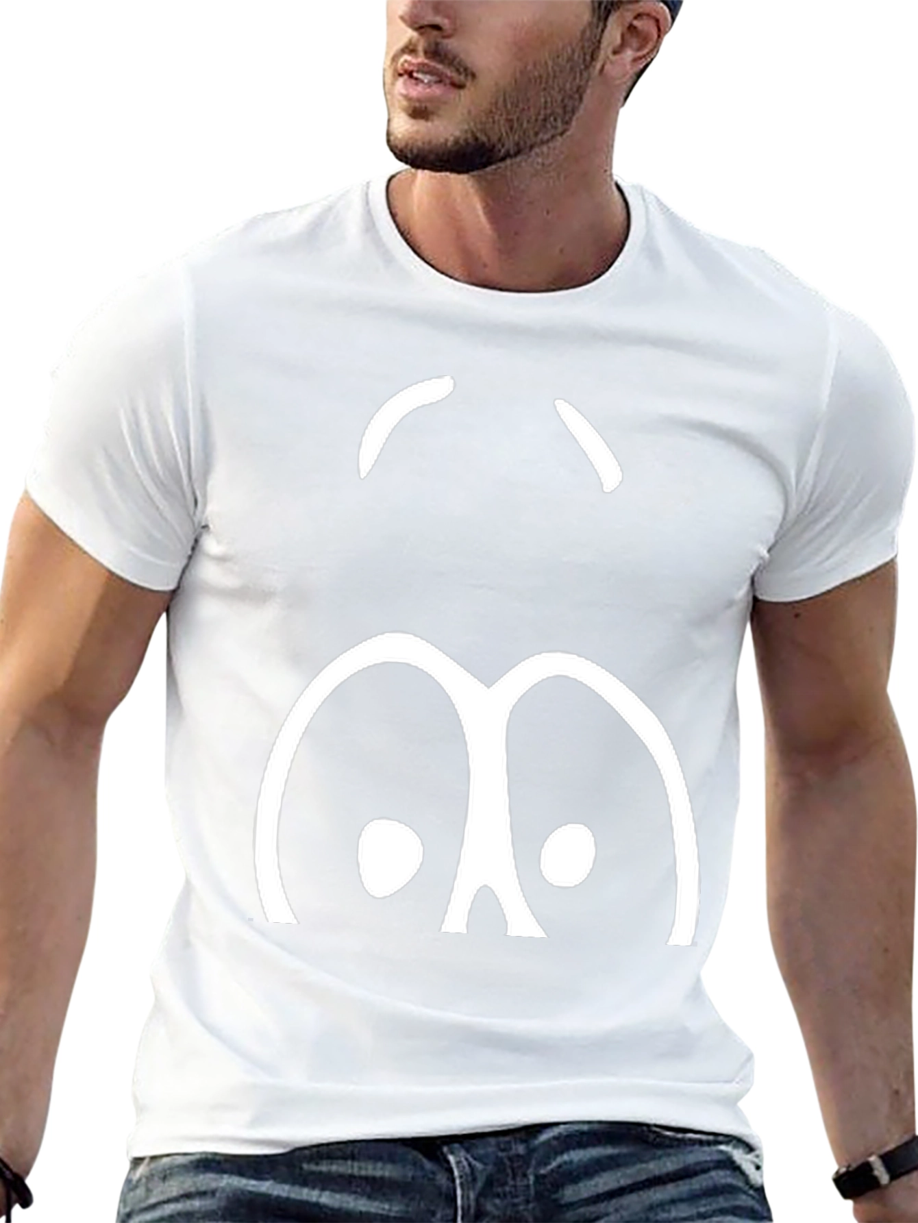 Funny Cartoon Face Black T-Shirt