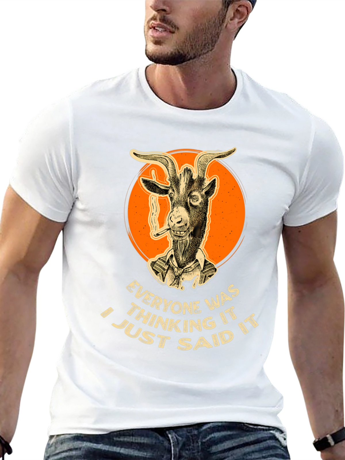 Smoking Goat Graphic Tee - Bold Statement Shirt