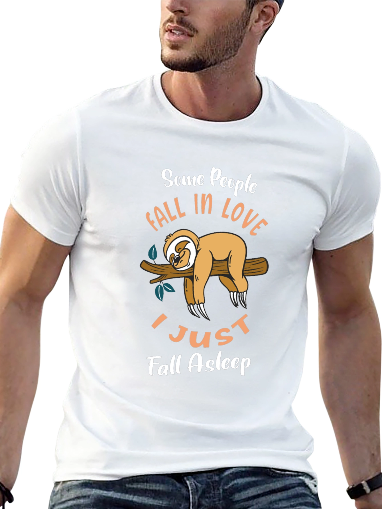 Funny Sloth Graphic T-Shirt - Fall Asleep Tee