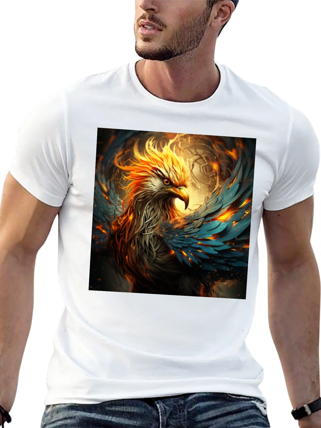 Fiery Phoenix Graphic Tee - Bold Black T-Shirt