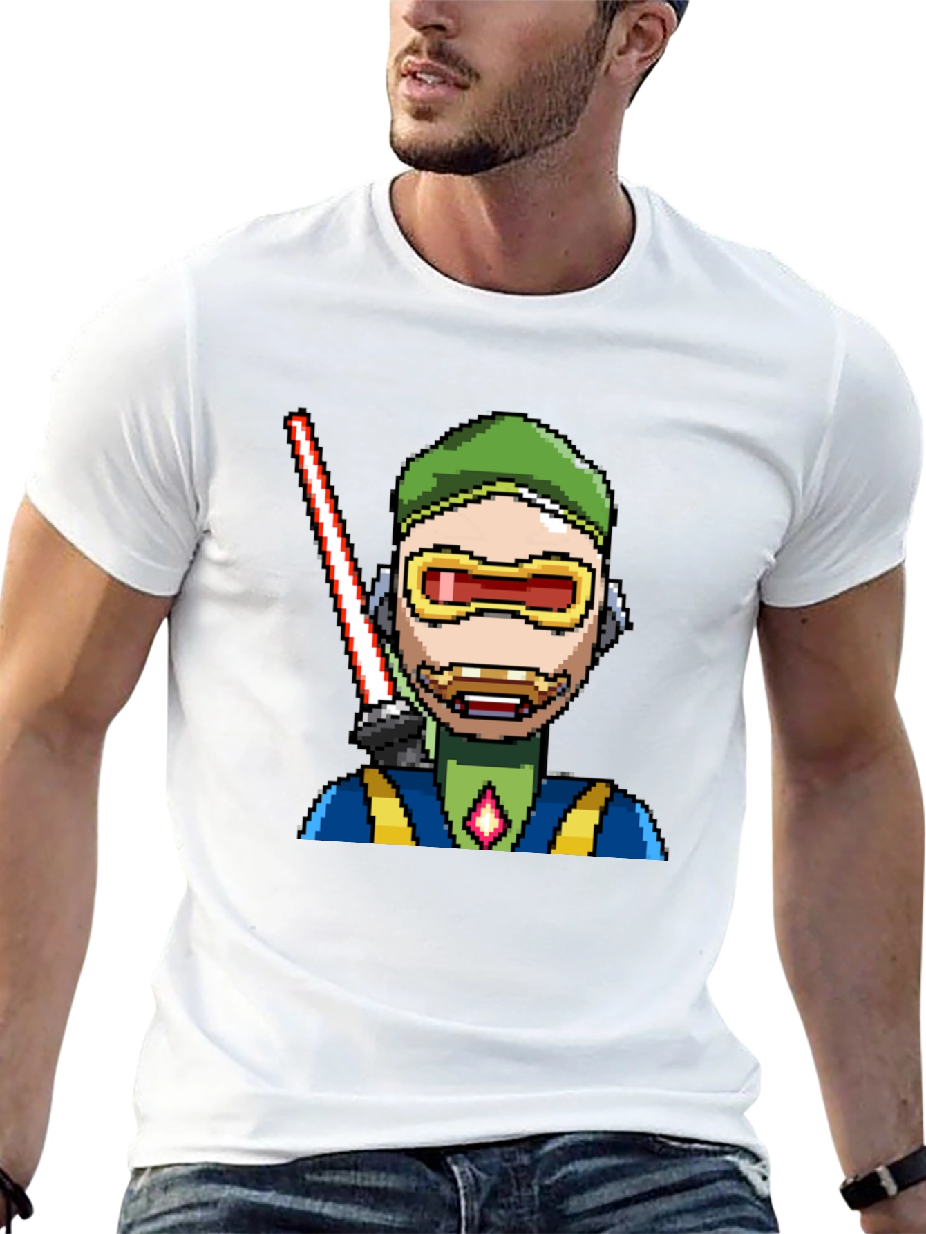 Pixel Art Sci-Fi Character Black T-Shirt