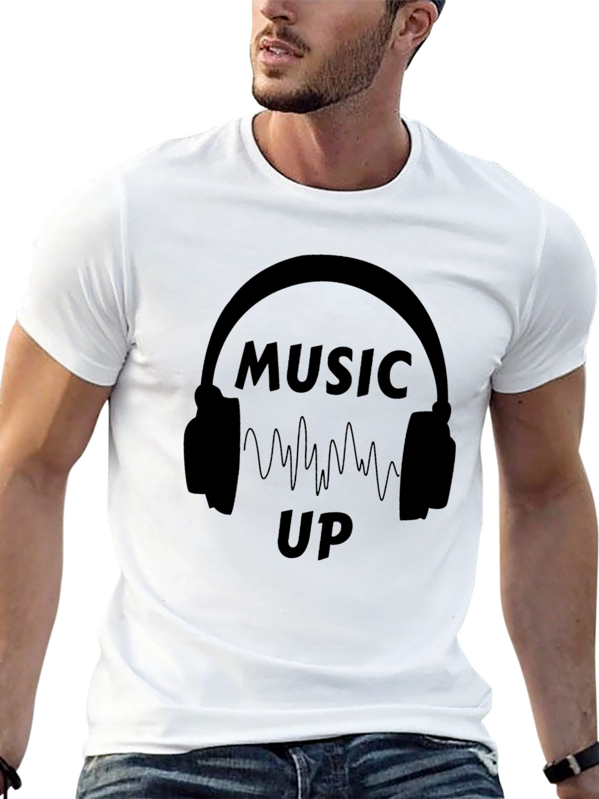 Music Up Black Graphic T-Shirt