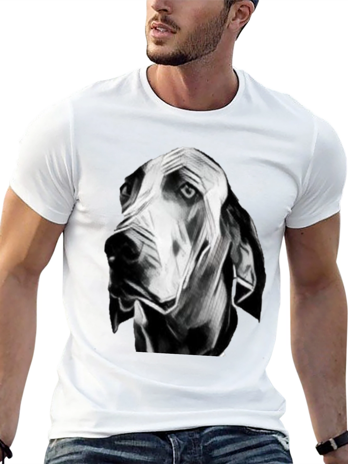 Dog Graphic Black T-Shirt for Men