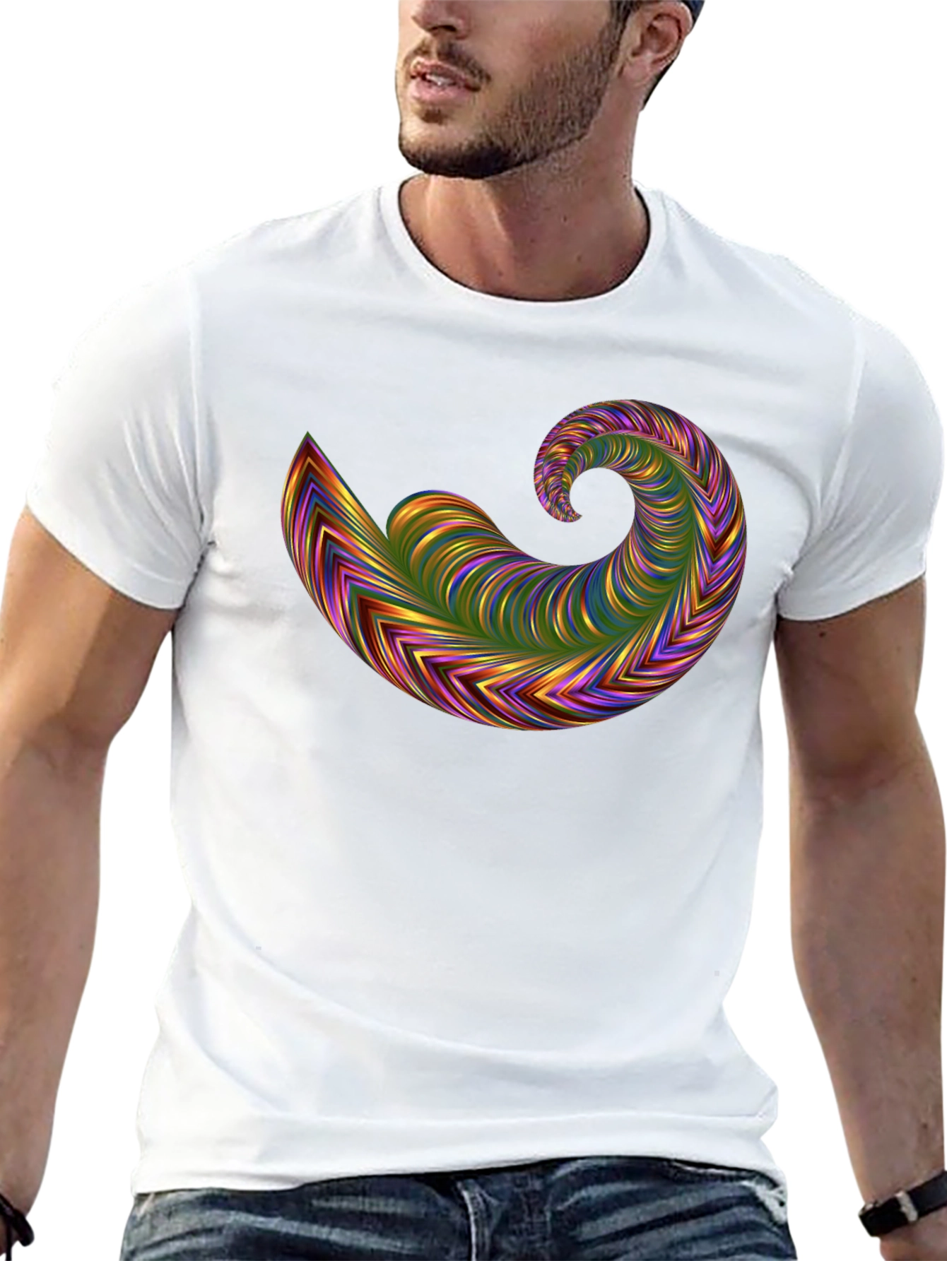 Abstract Swirl Graphic Tee - Bold Black