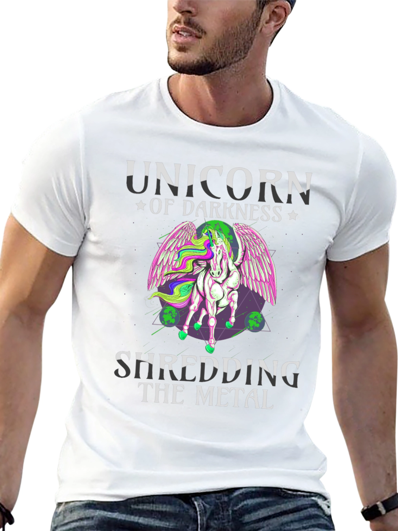 Unicorn of Darkness Shredding Metal T-Shirt