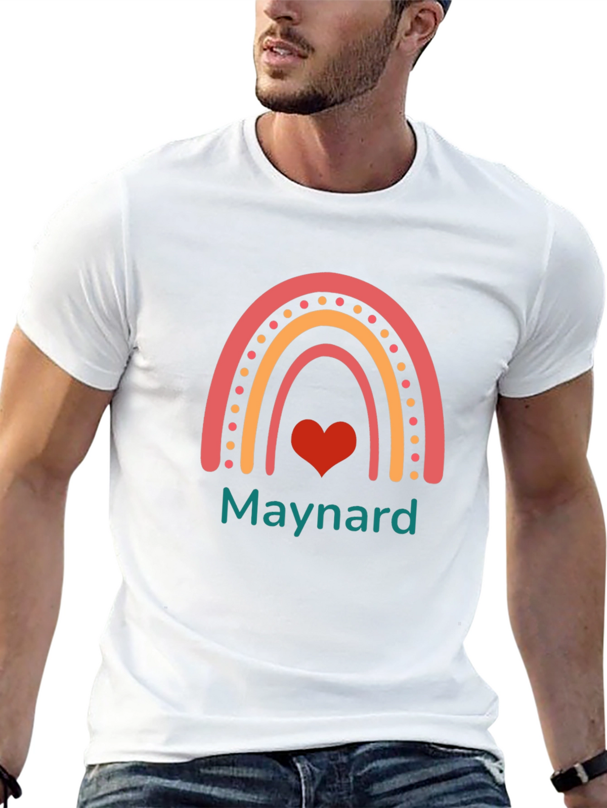 Rainbow Heart Graphic Tee - Maynard Text T-Shirt