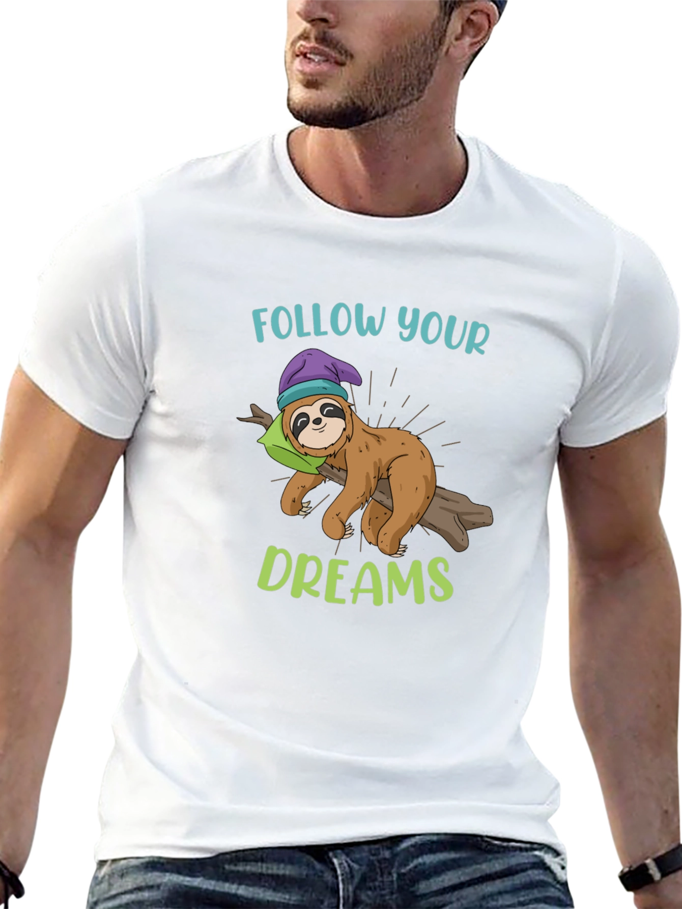 Follow Your Dreams Sloth Graphic T-Shirt