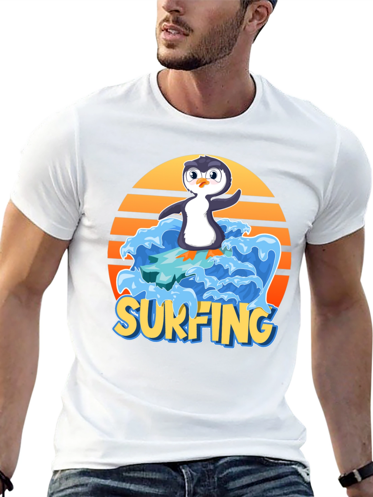 Surfing Penguin Graphic Tee
