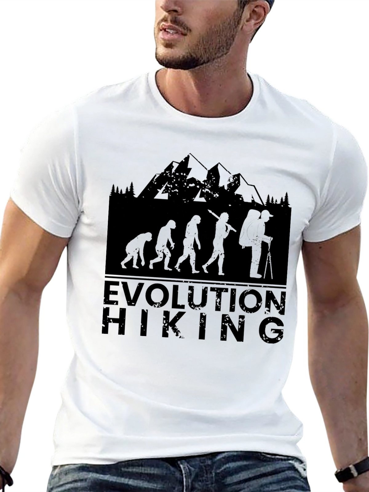 Evolution Hiking T-Shirt - Black Graphic Tee