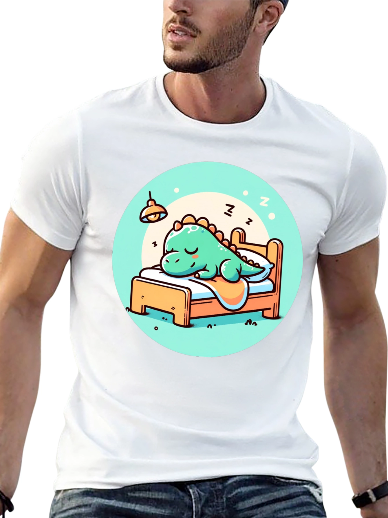 Sleeping Dino Tee - Cute Cartoon Dinosaur T-Shirt
