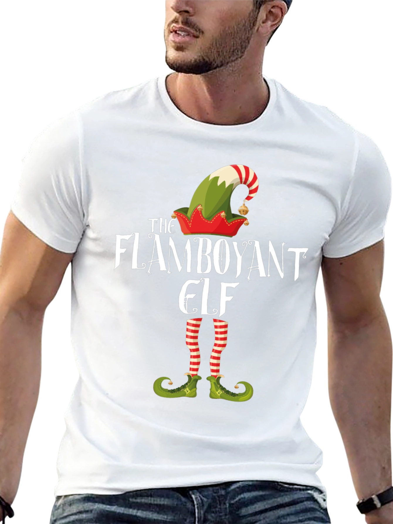 Flamboyant Elf Graphic Tee - Holiday T-Shirt