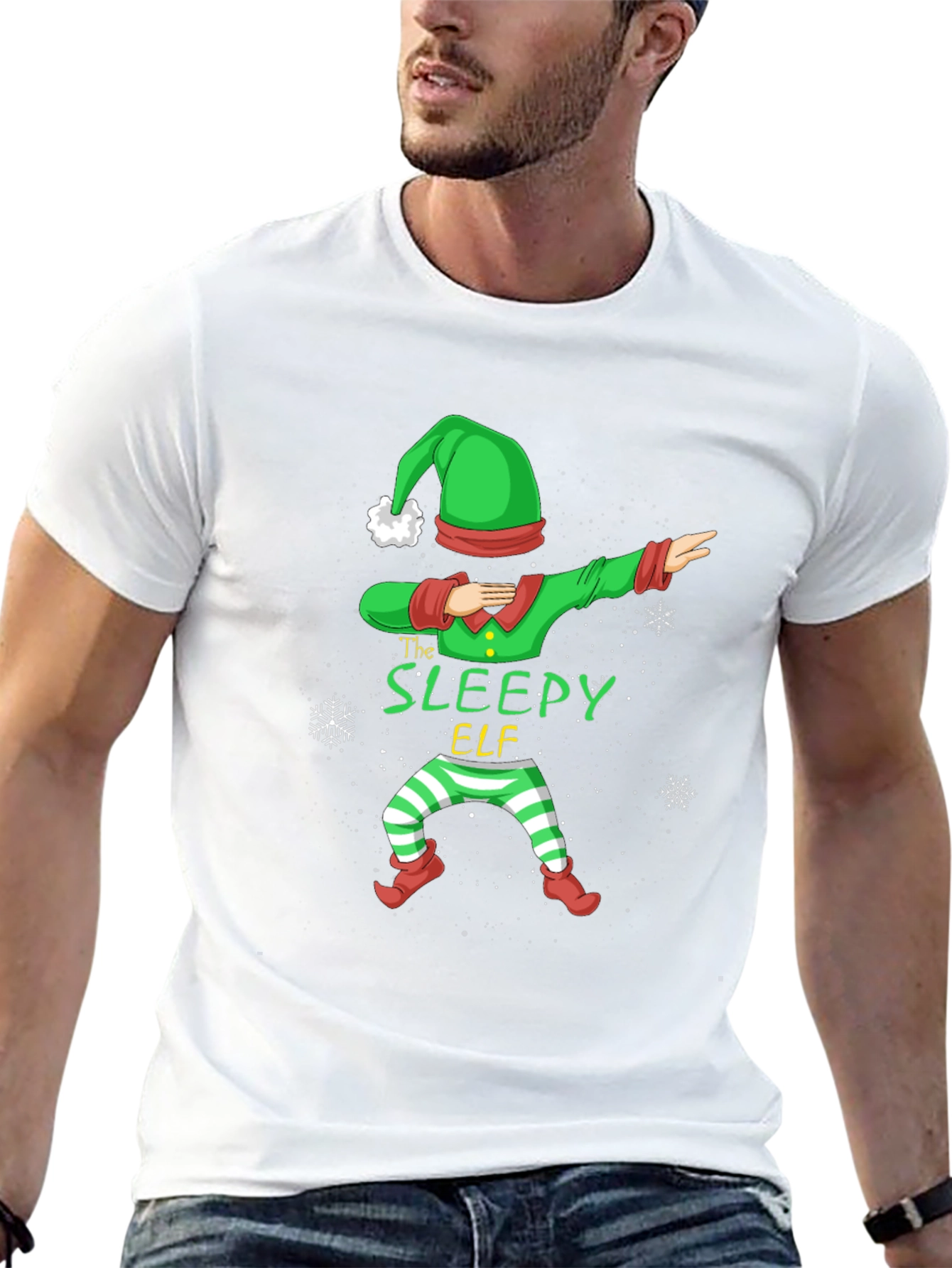 Sleepy Elf Dabbing Christmas T-Shirt