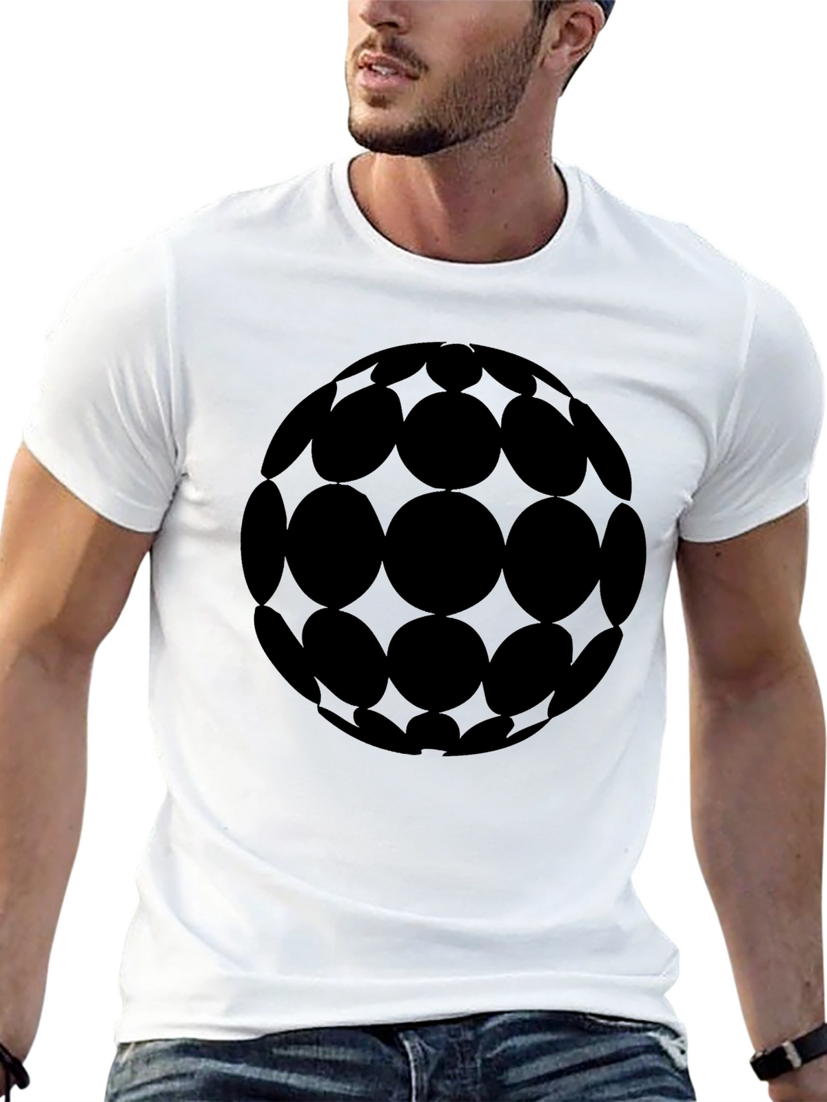 Geometric Sphere Graphic Tee - Stylish Black T-Shirt