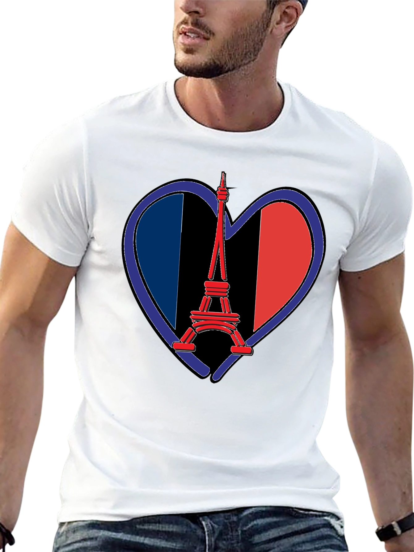 Eiffel Tower France Flag Heart T-Shirt