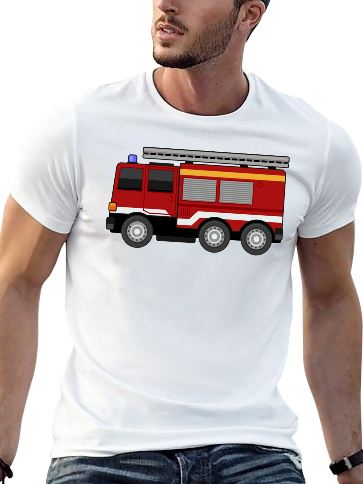 Fire Truck T-Shirt - Black Cotton Blend