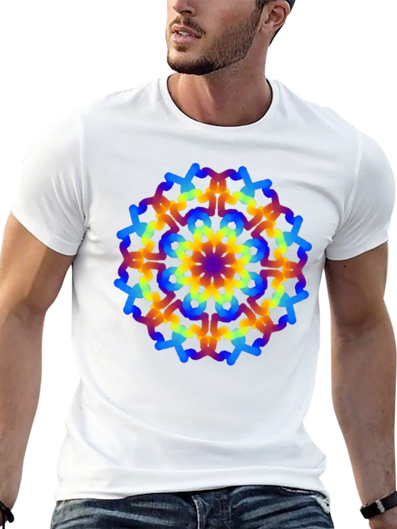 Rainbow Mandala Graphic Black T-Shirt