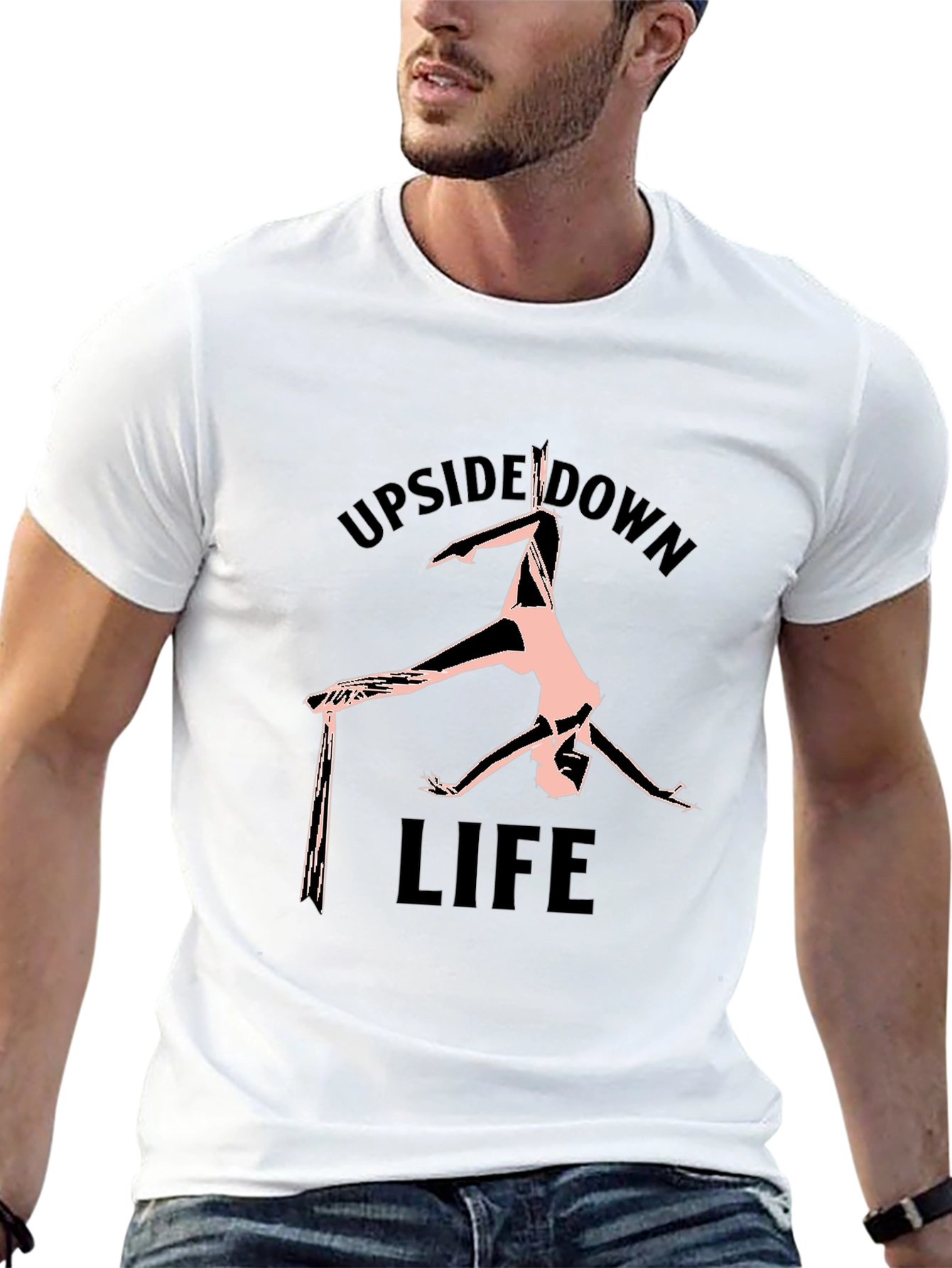 Upside Down Life Black Graphic T-Shirt