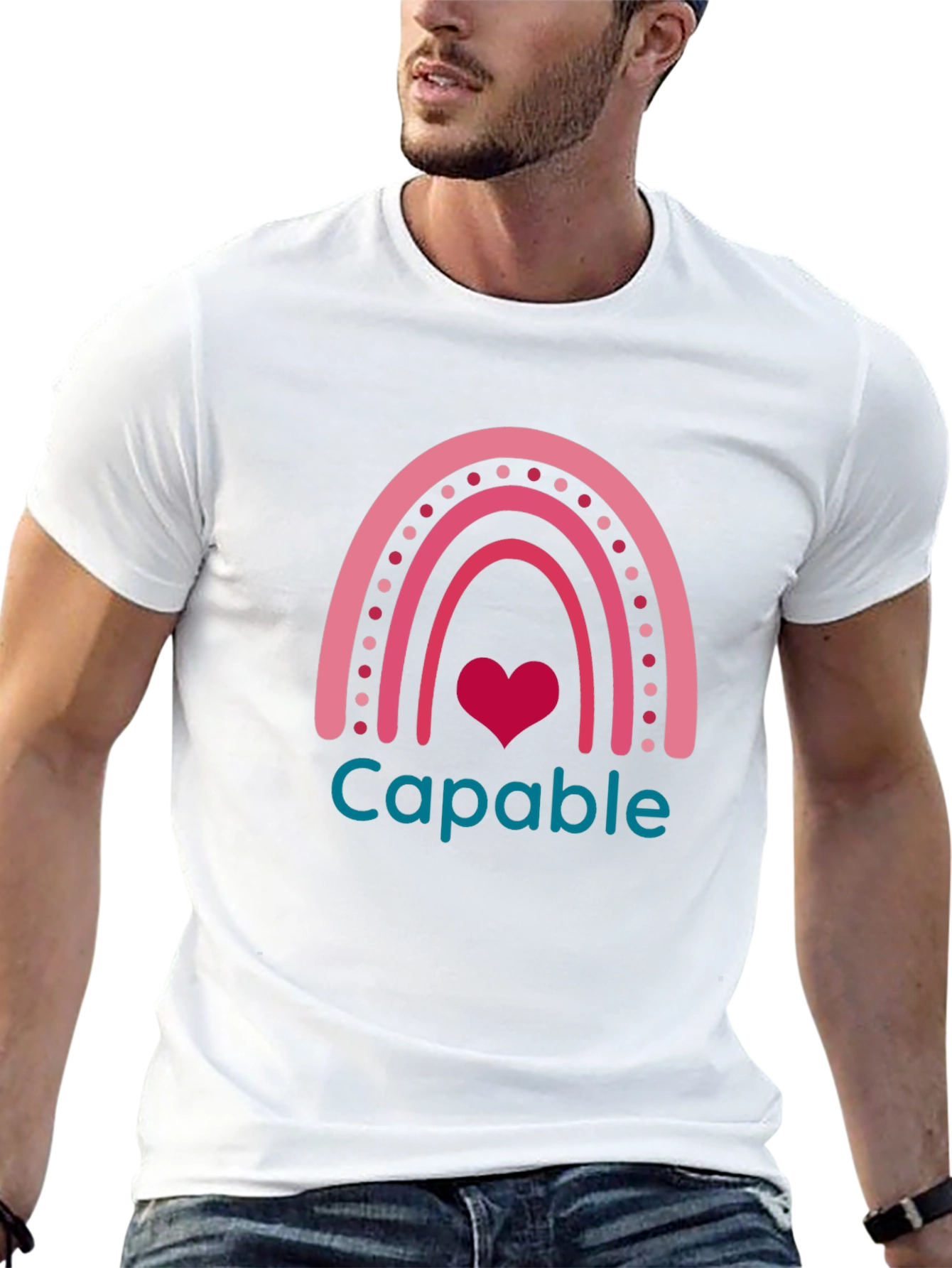 Capable Rainbow Heart T-Shirt - Black