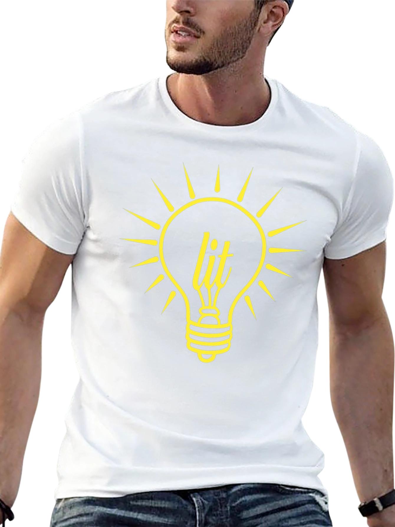 Lit Bulb Graphic T-Shirt - Trendy Black Tee