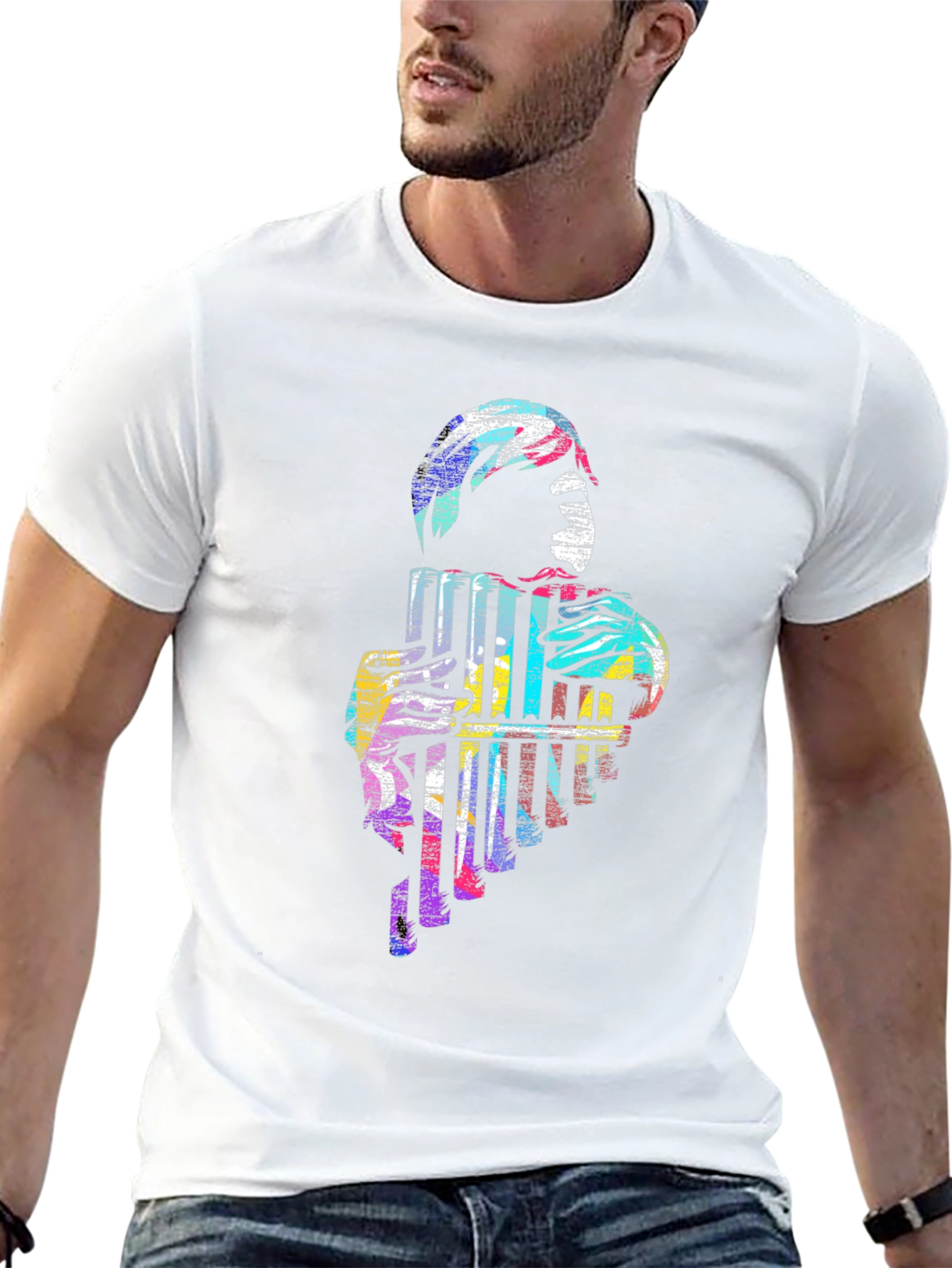 Abstract Pan Flute Graphic T-Shirt