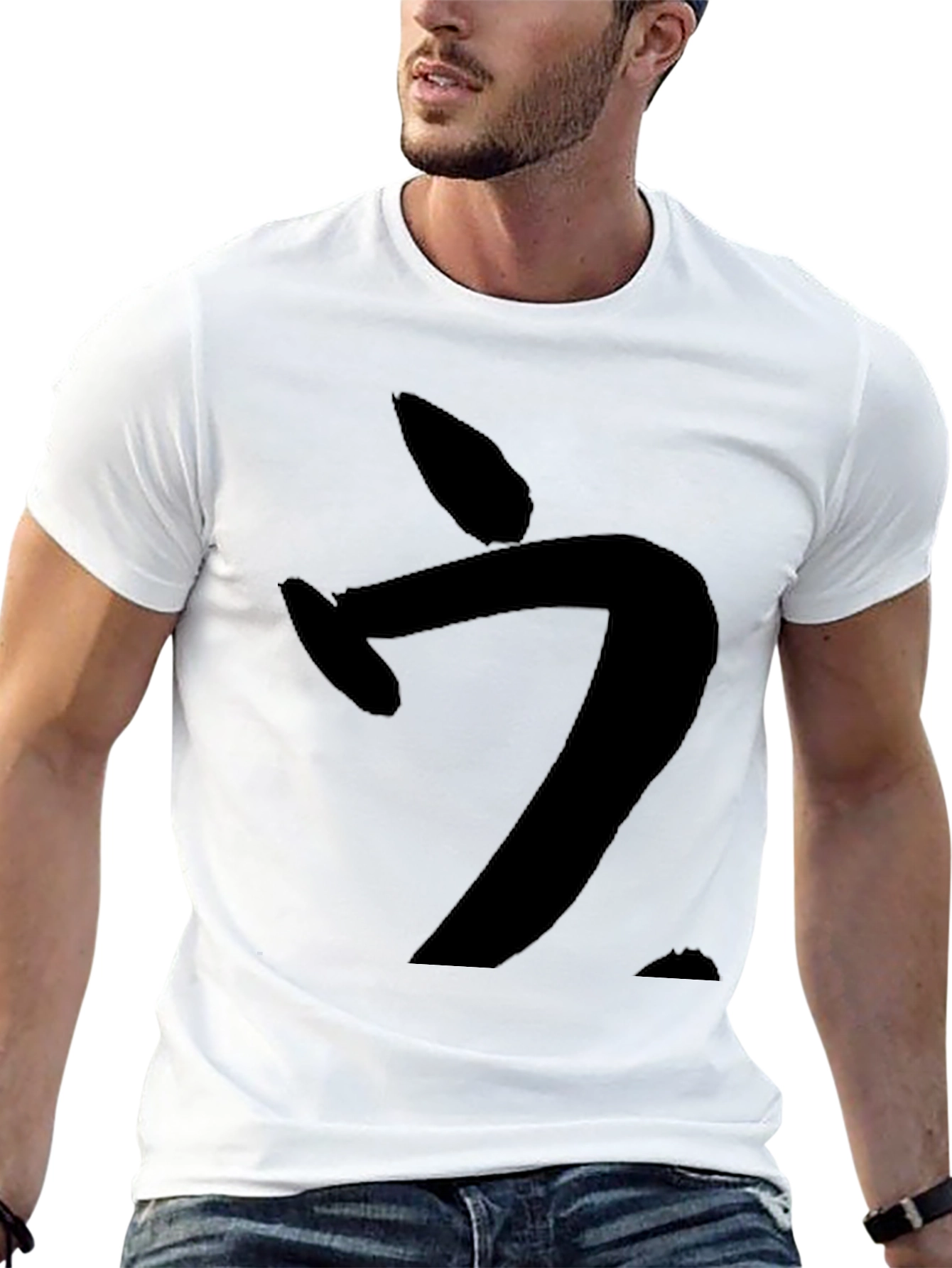 Black Graphic Tee: Abstract Brushstroke Design