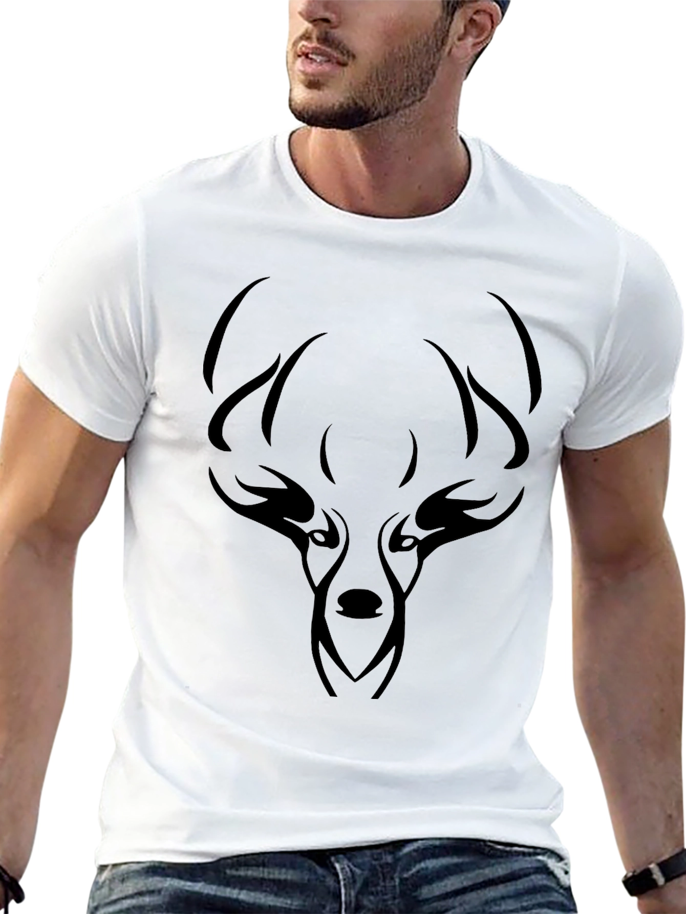 Mens Black Deer Graphic Tee