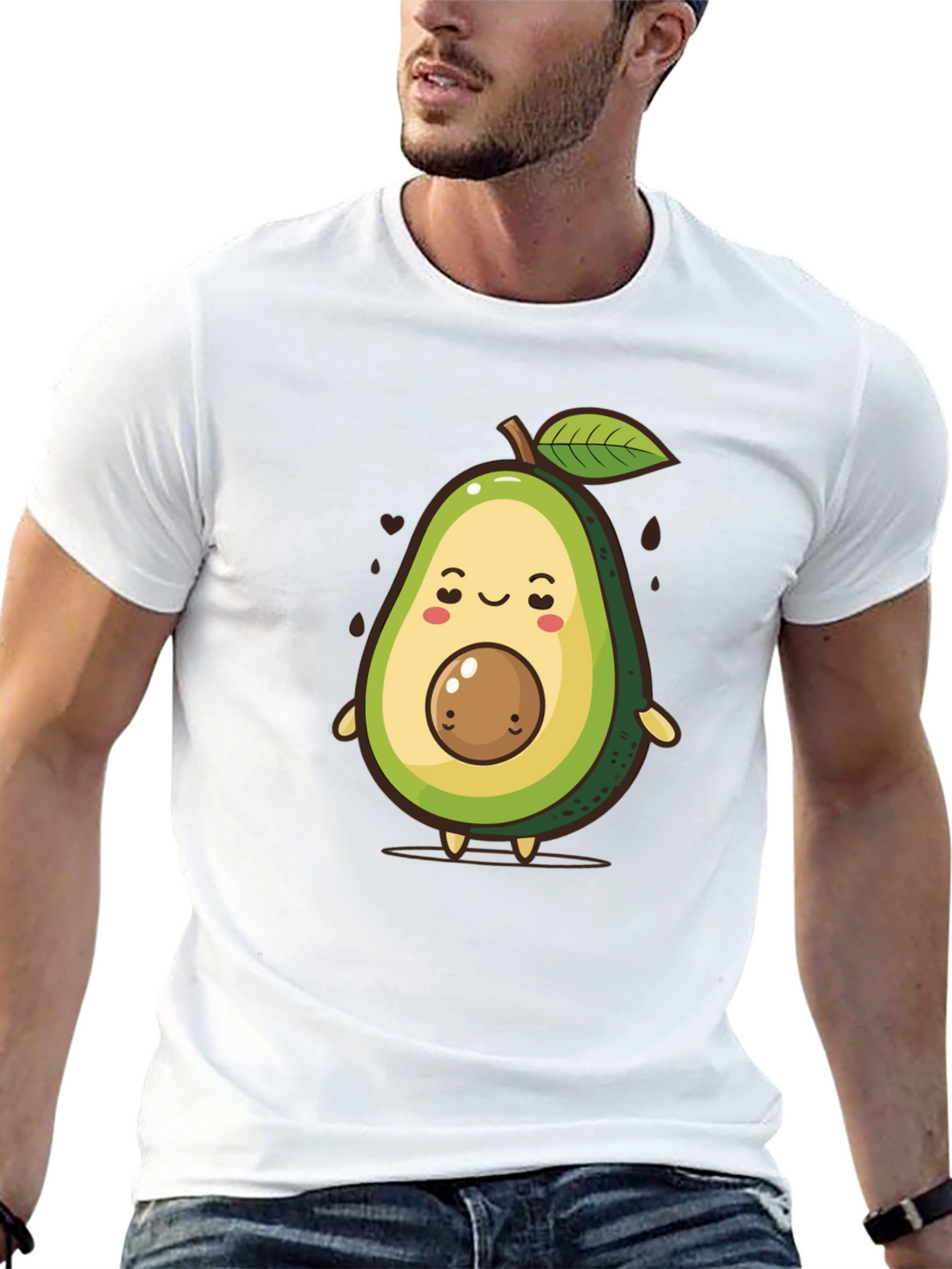 Cute Avocado Cartoon Graphic T-Shirt