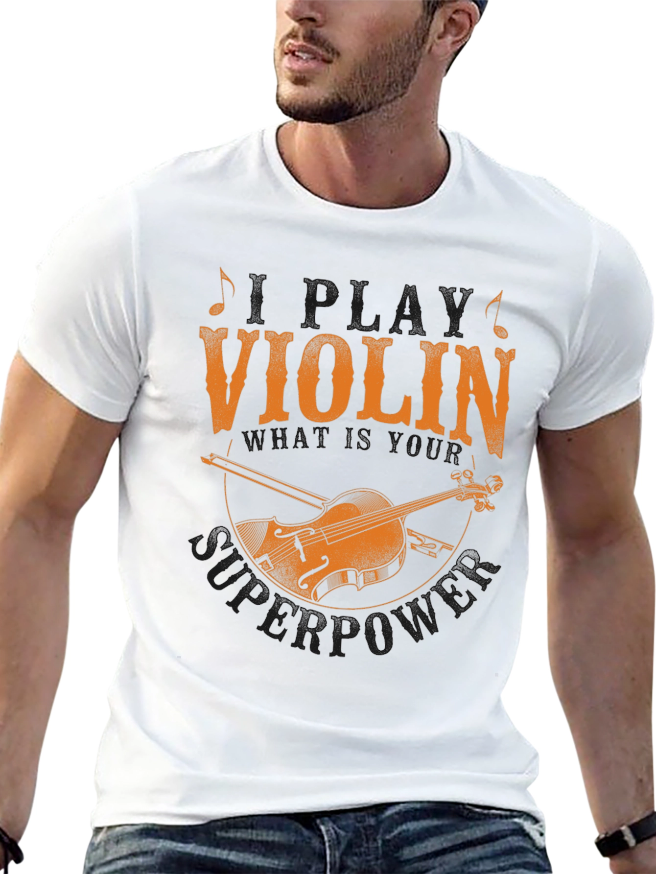 Violin Superpower Graphic Tee - Musicians Novelty T-Shirt