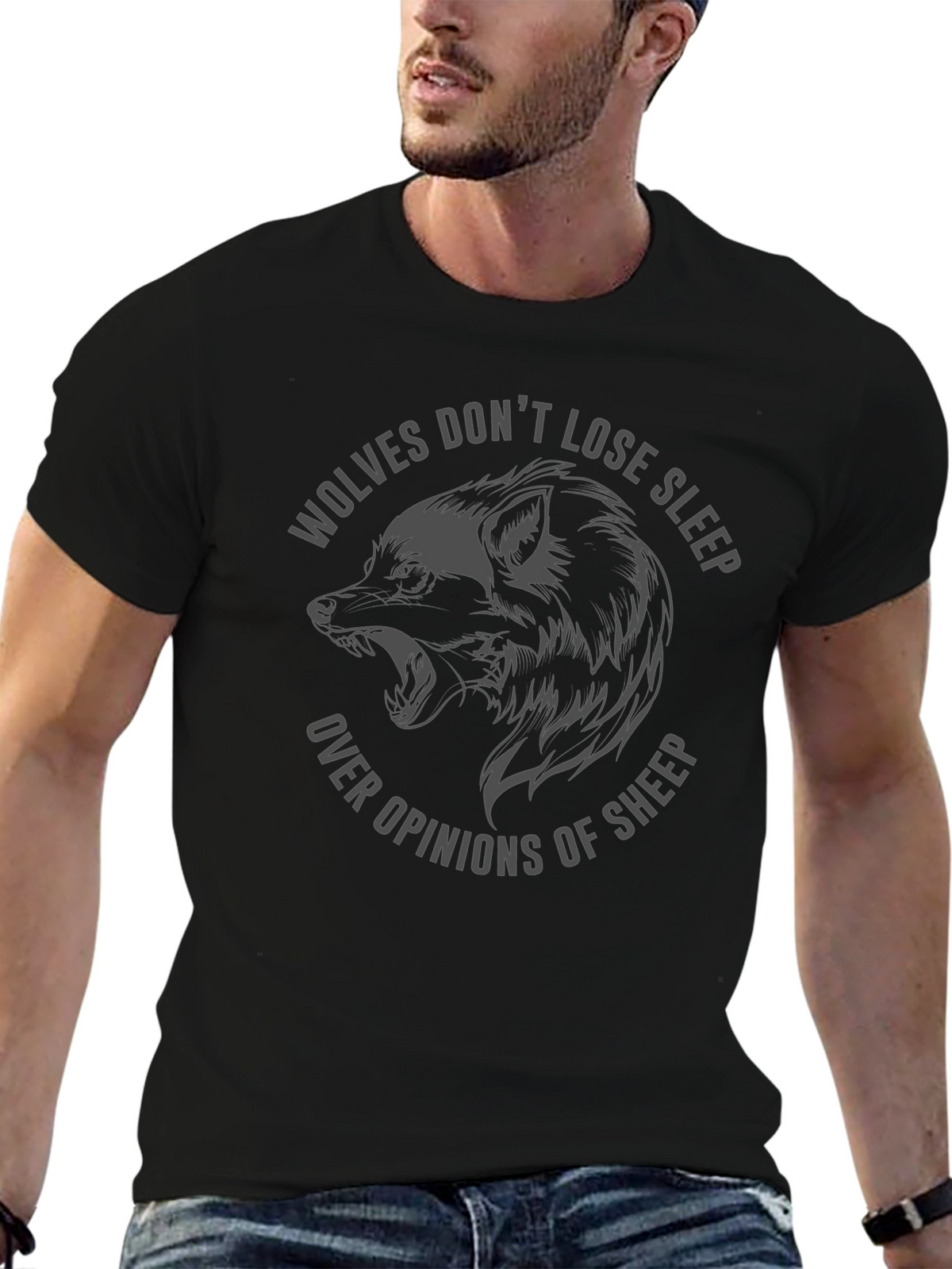Wolves Dont Lose Sleep Graphic Tee - Black