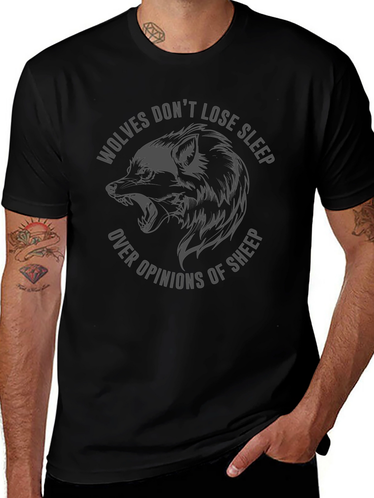 Wolves Dont Lose Sleep Graphic Tee - Black