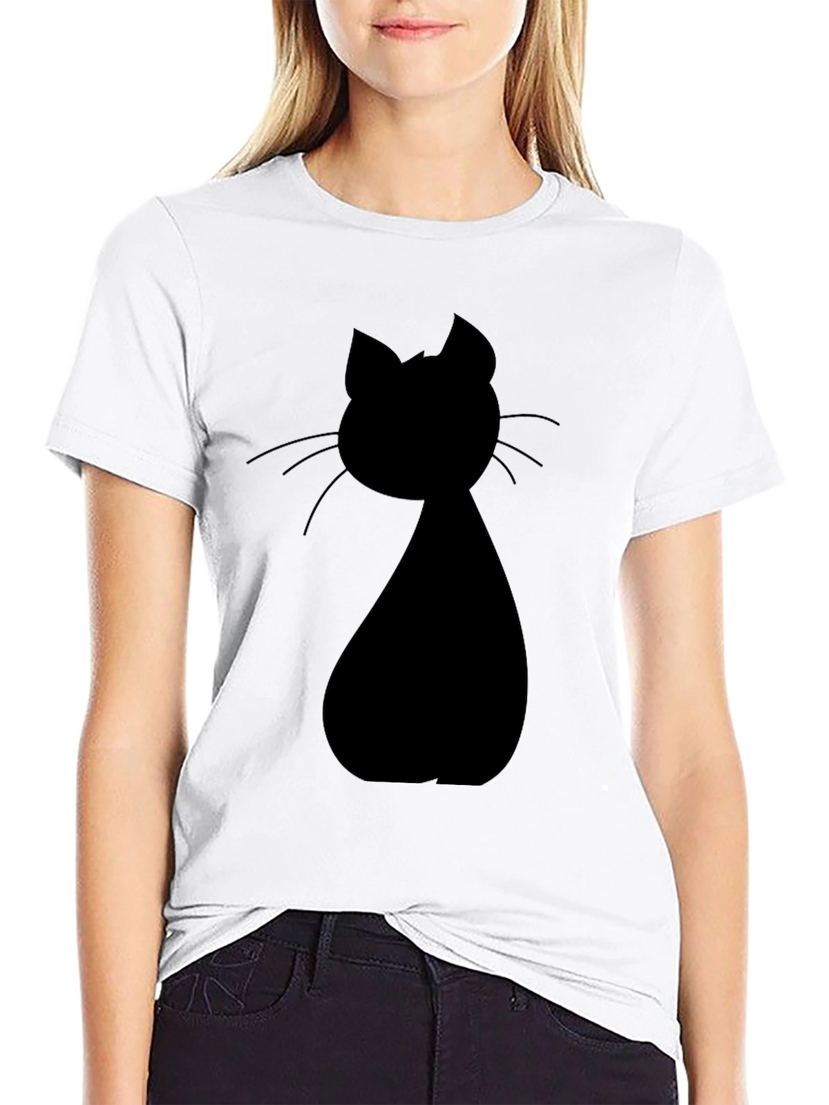 Black Cat Silhouette Graphic Tee - Unisex Casual Shirt