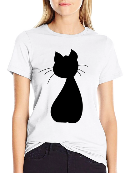 Black Cat Silhouette Graphic Tee - Unisex Casual Shirt