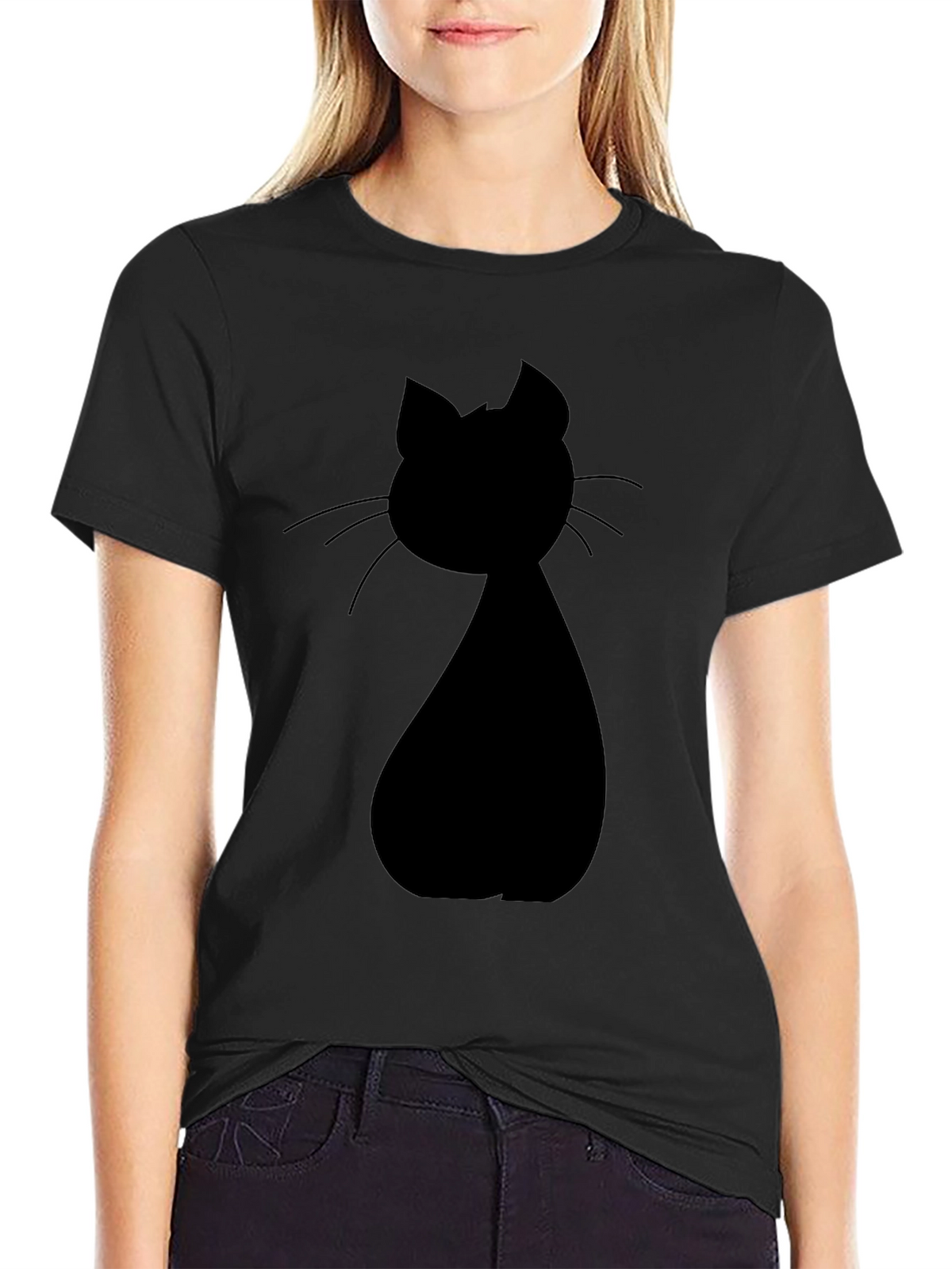 Black Cat Silhouette Graphic Tee - Unisex Casual Shirt