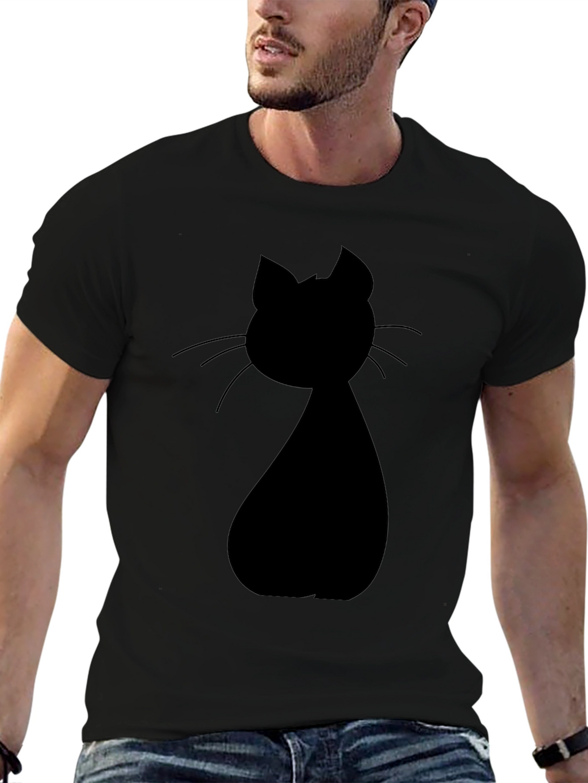 Black Cat Silhouette Graphic Tee - Unisex Casual Shirt