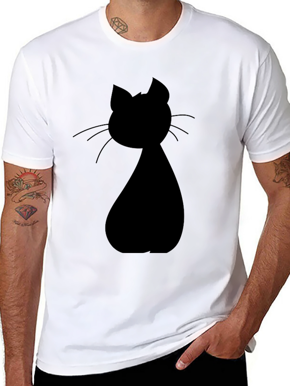 Black Cat Silhouette Graphic Tee - Unisex Casual Shirt