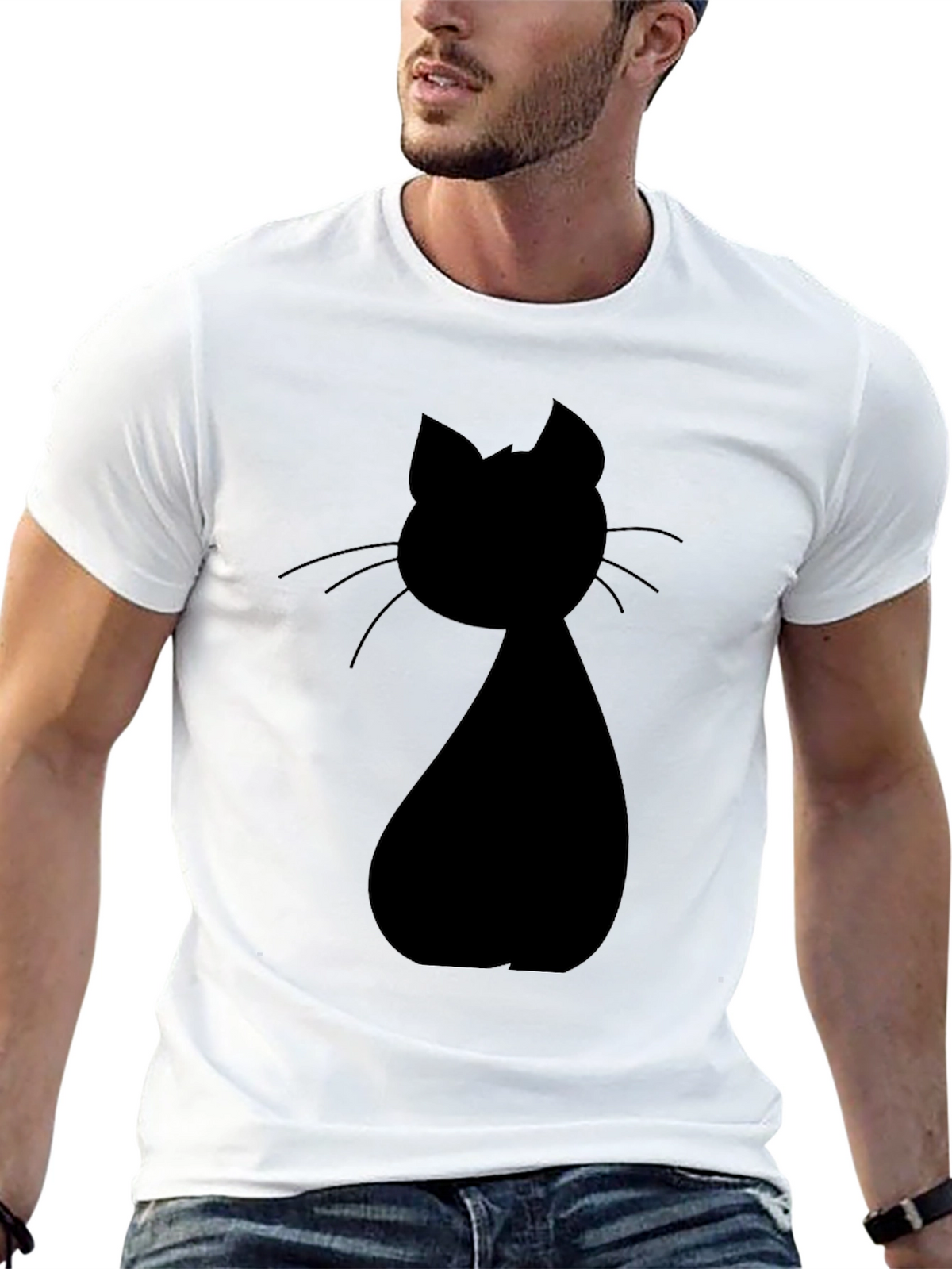 Black Cat Silhouette Graphic Tee - Unisex Casual Shirt