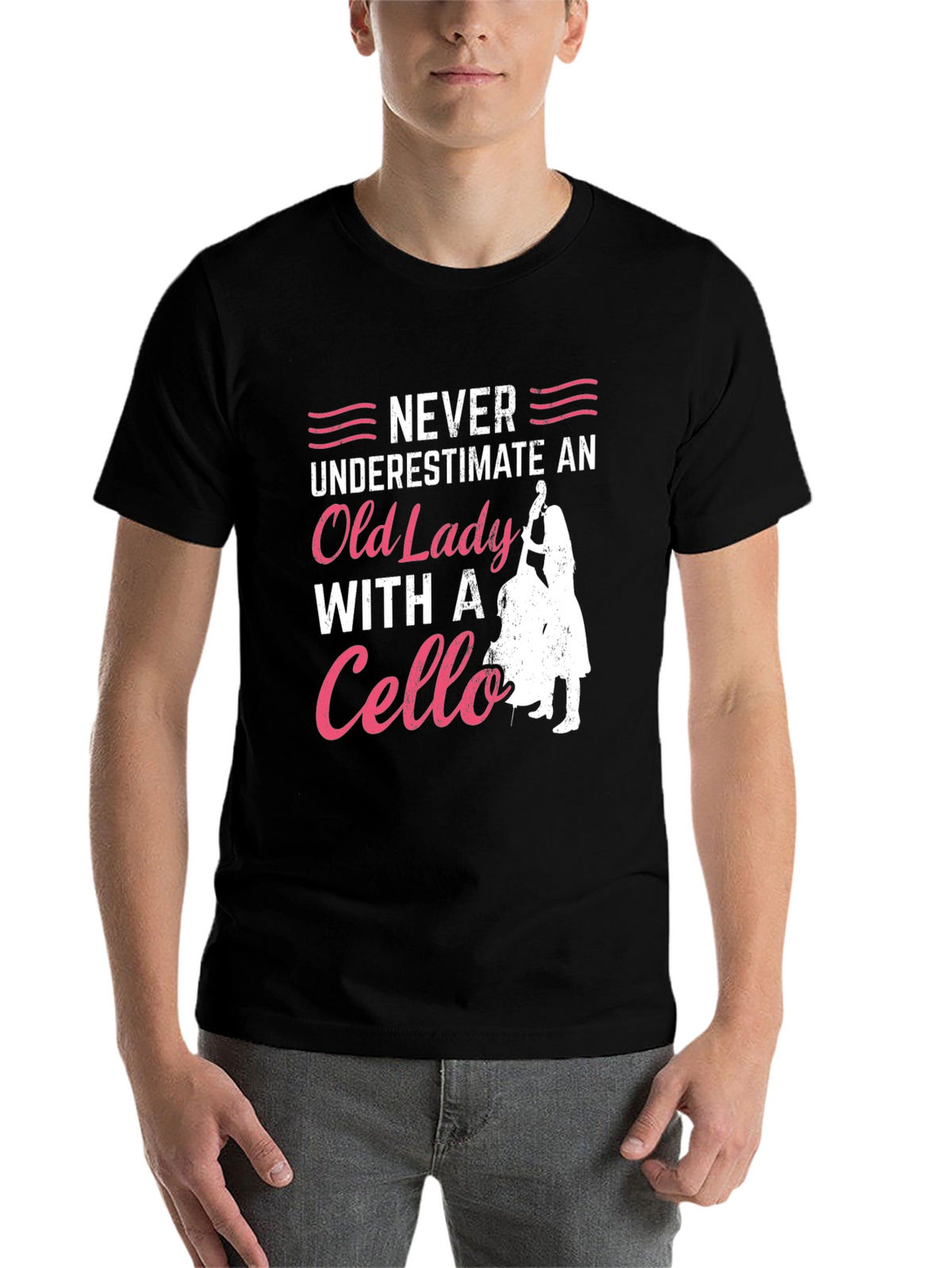 Never Underestimate Cello Old Lady T-Shirt