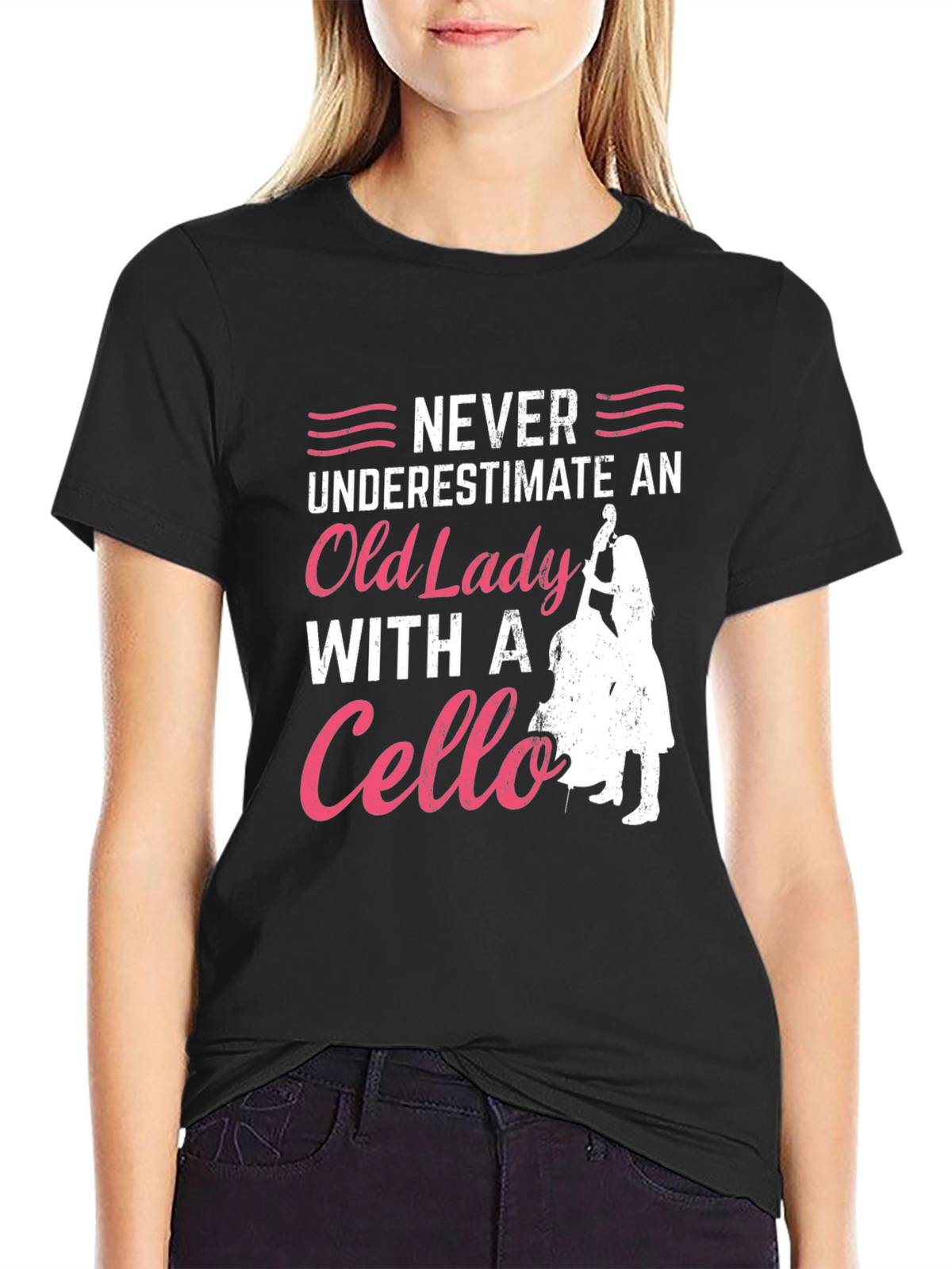 Never Underestimate Cello Old Lady T-Shirt