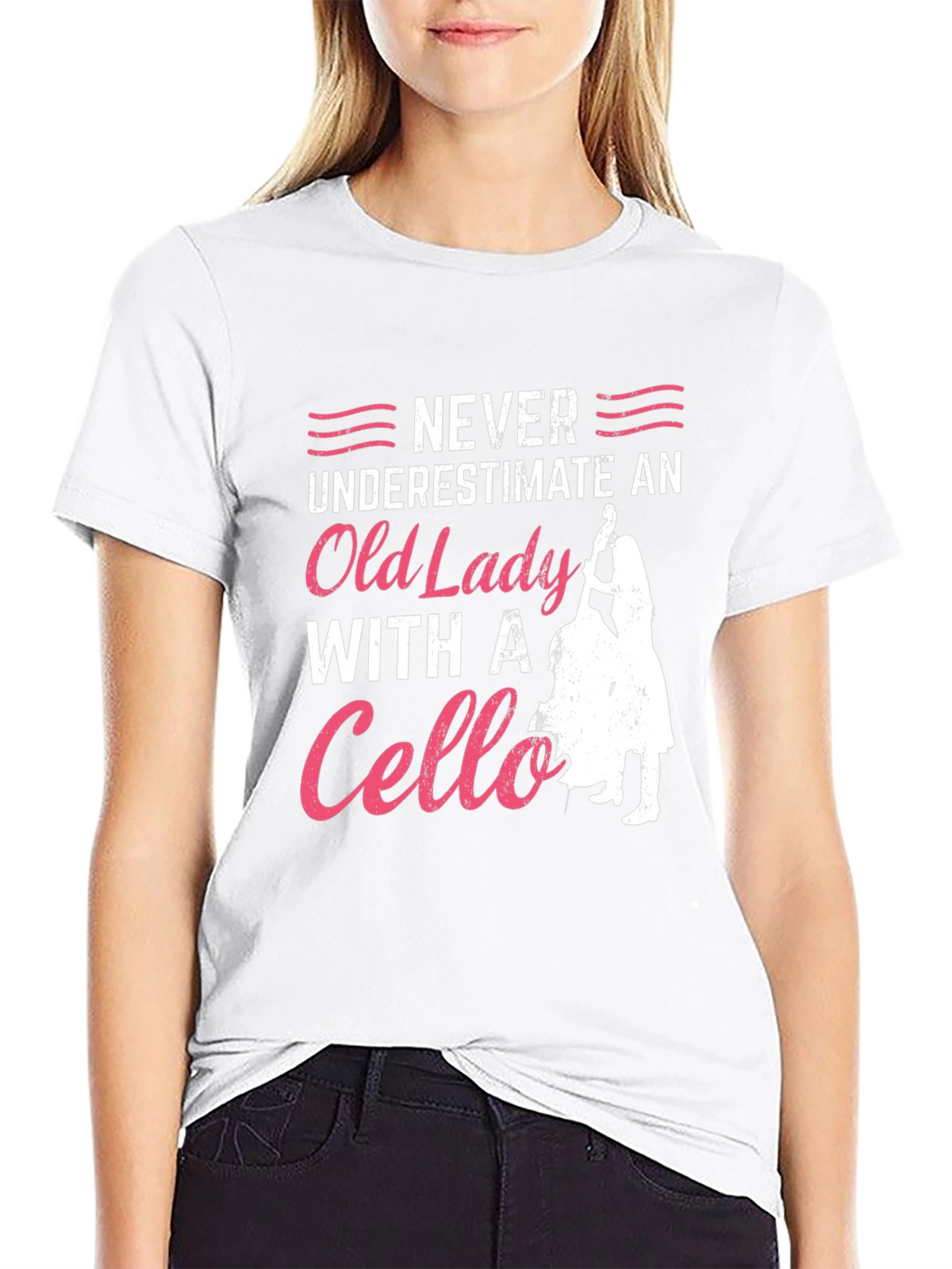 Never Underestimate Cello Old Lady T-Shirt