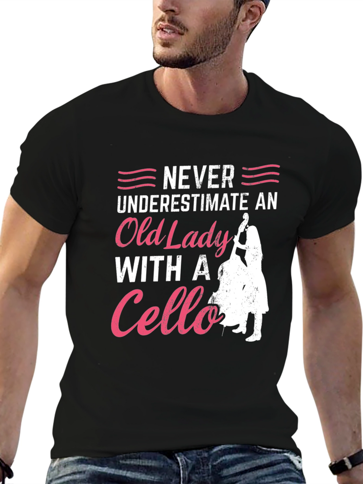 Never Underestimate Cello Old Lady T-Shirt