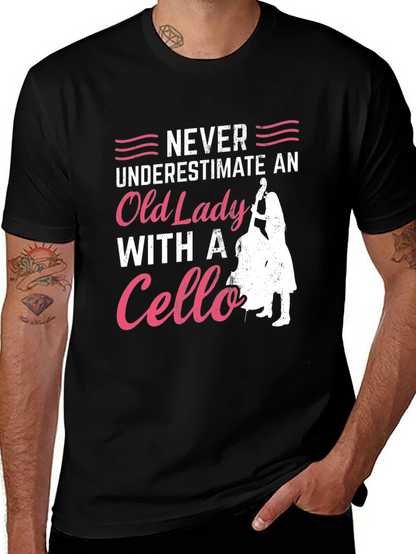 Never Underestimate Cello Old Lady T-Shirt