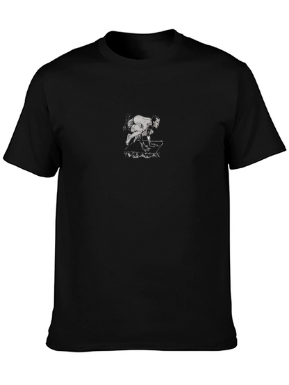 Mens Black Graphic Tee - Gymnast Design