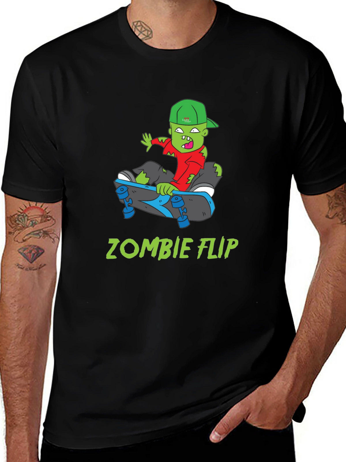 Zombie Flip T-Shirt - Cool Skateboarder Graphic Tee