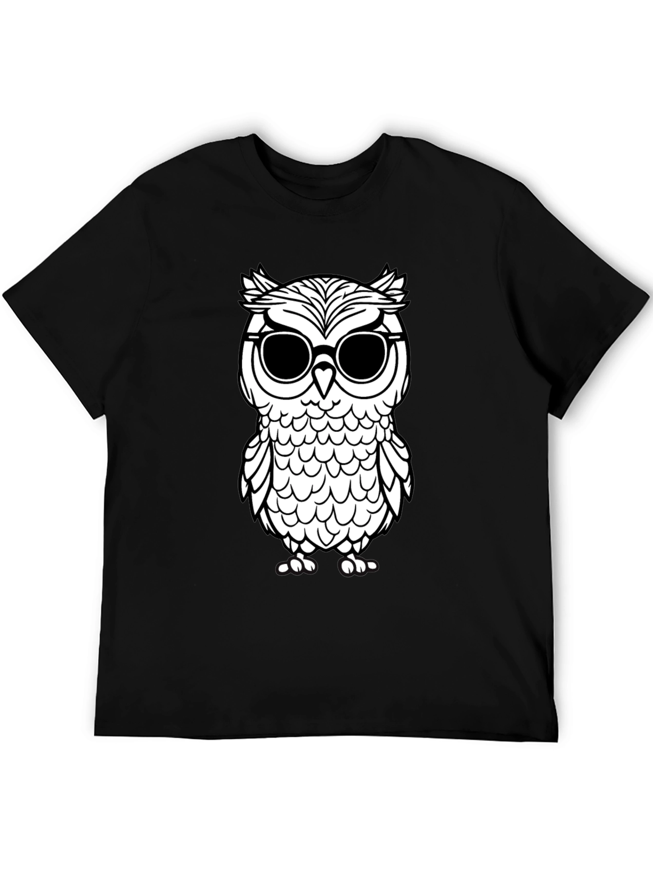 Cool Owl Graphic Tee - Black Cotton T-Shirt