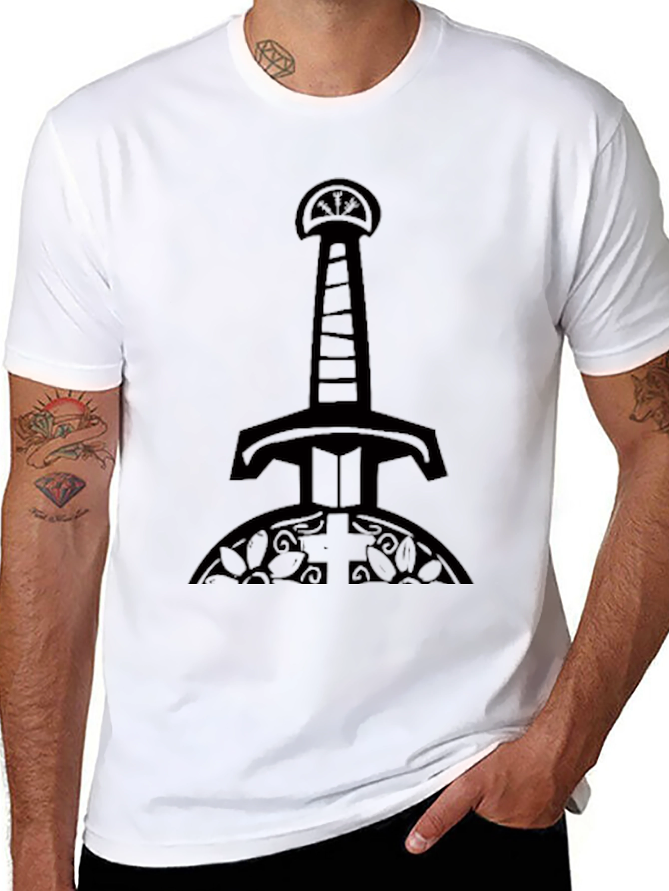 Mens Black Sword Graphic T-Shirt