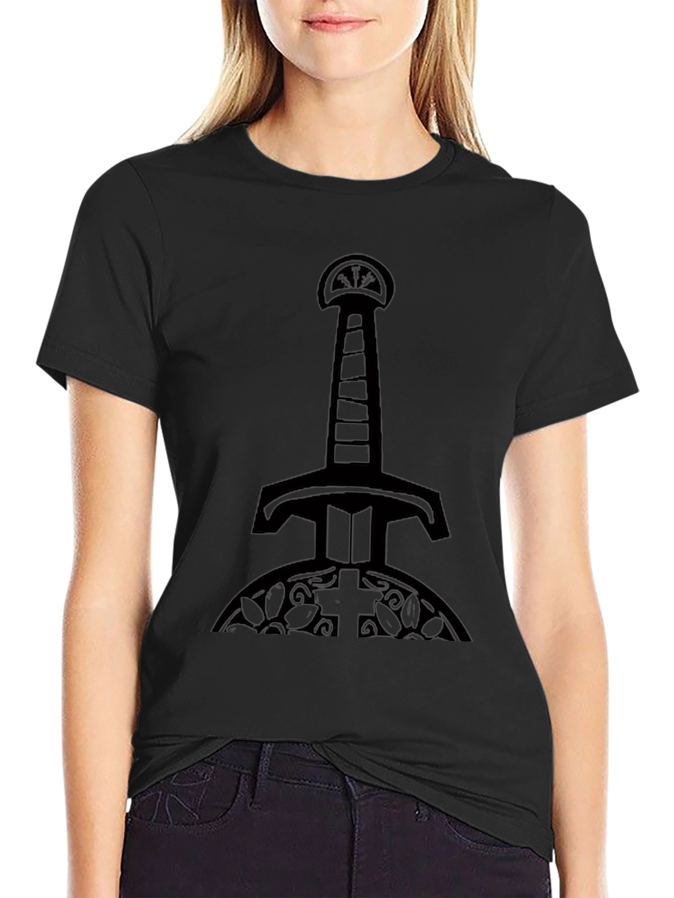 Mens Black Sword Graphic T-Shirt