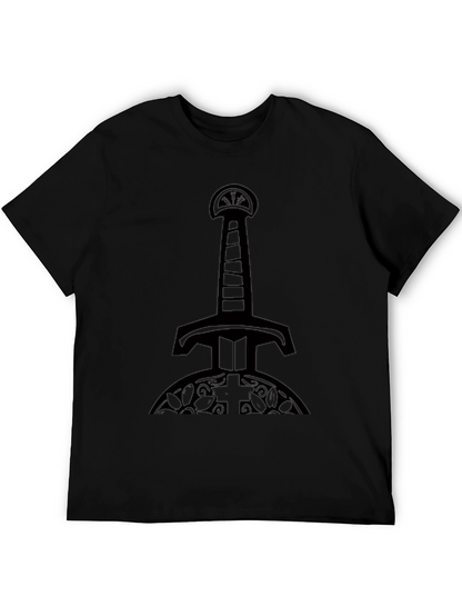 Mens Black Sword Graphic T-Shirt