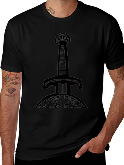 Mens Black Sword Graphic T-Shirt