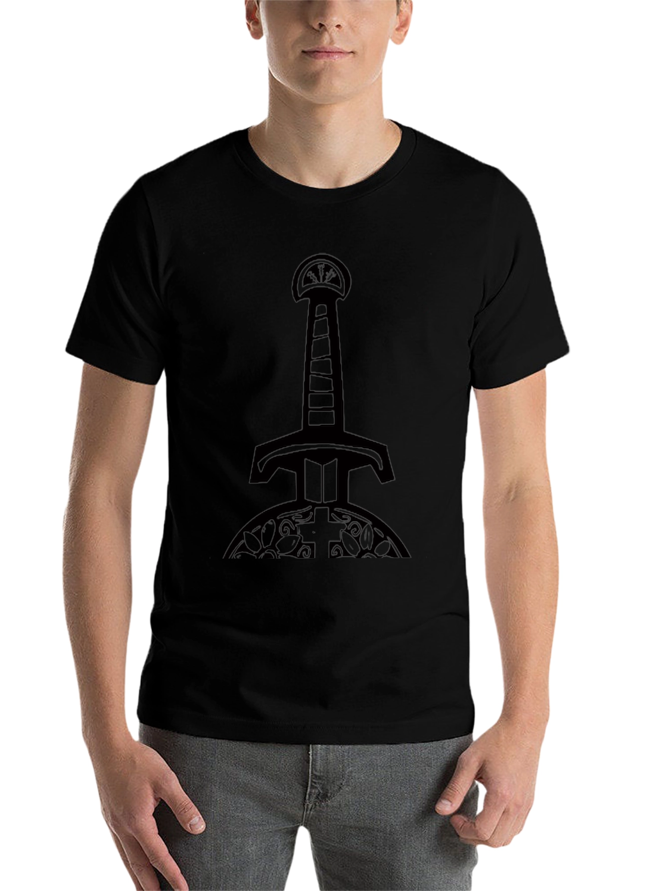 Mens Black Sword Graphic T-Shirt